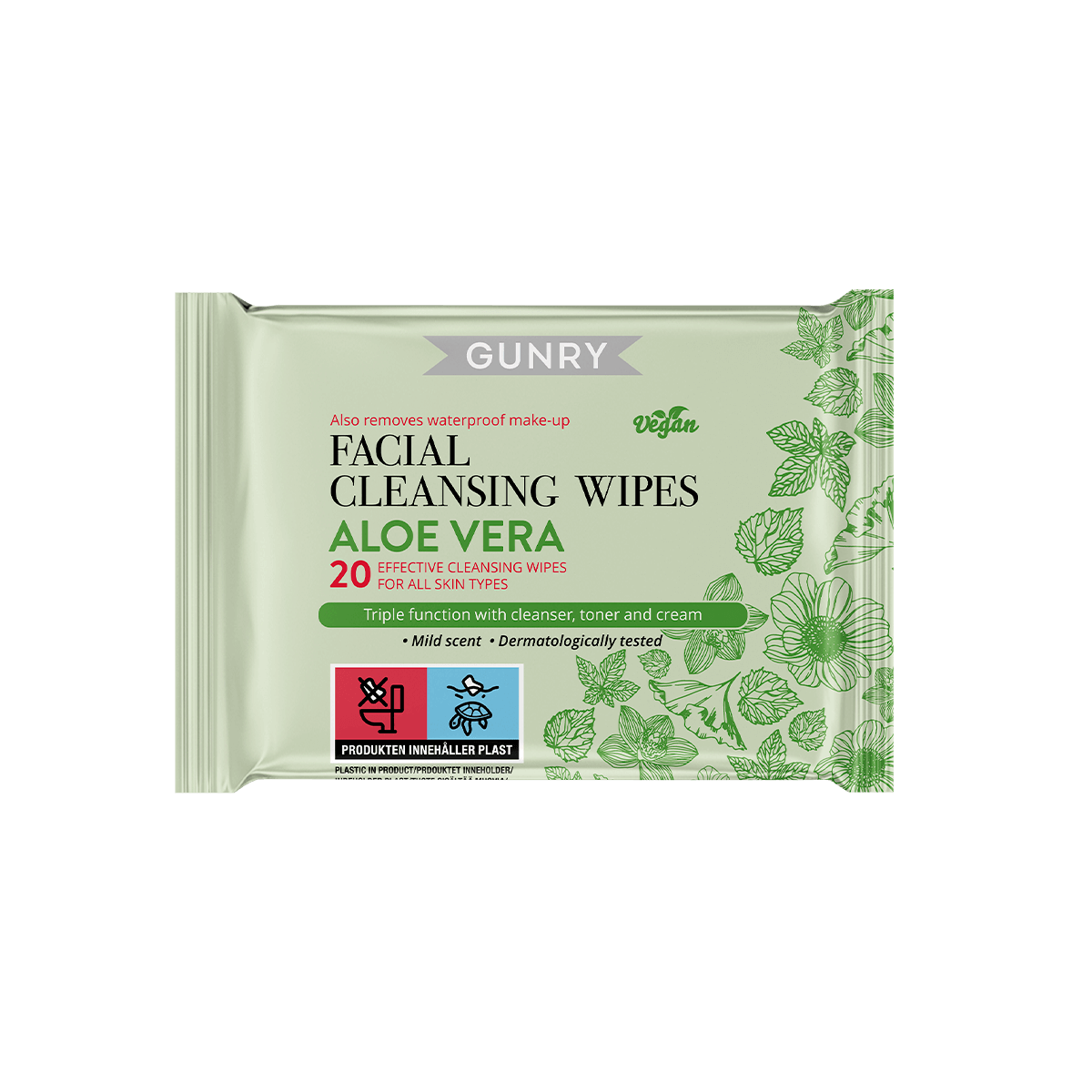 Gunry Facial Cleansing Wipes Aloe Vera